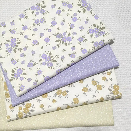 160*50cm Purple Small Floral Design Printed Cotton Fabric For DIY Children's Wear Cloth Make Bedding Quilting Girl Dress Tesido