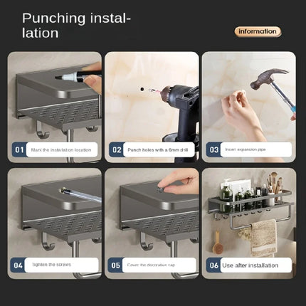Aluminum Wall-Mounted Kitchen Spice Rack