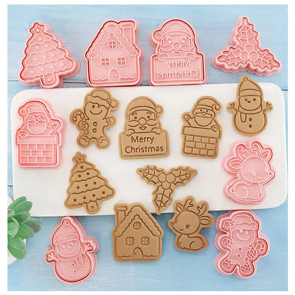 Multiple Sets DIY Cake Decorating Tools Christmas Cookie Cutters Cartoon Biscuit Mould DIY Fondant Mold Baking Tools for Kitchen