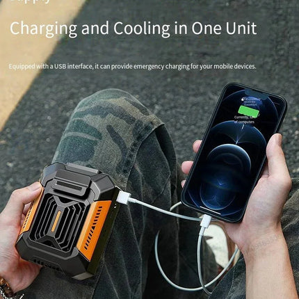 HOMFISH Personal Belt Clip Fan Portable Power Bank Flashlight Wearable Fan Hanging Neck Fan for Outdoor Works Hiking Camping