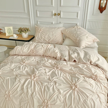 3pcs Bedding Cover, Big Pinch Pleat Duvet Cover, Soft Microfiber Bedding Set with Zipper Closure & Corner Ties