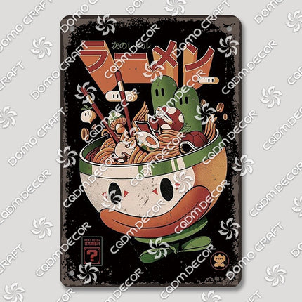 Cartoon Cat Japanese Food Plaque Tin Sign Retro Ramen Sushi Takoyaki Poster Metal Plates Bar Pub Restaurant Kitchen Wall Decor