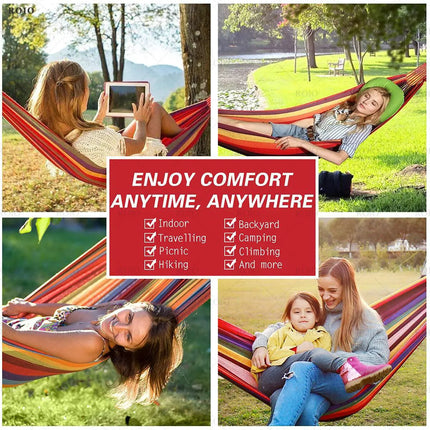 Durable Canvas Camping Hammock with Carry Bag