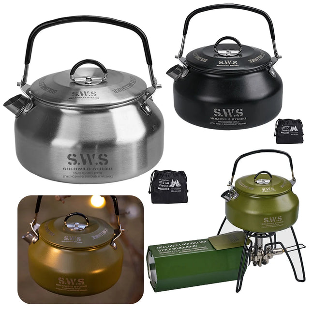 0.8L Stainless Steel Portable Camping Kettle
