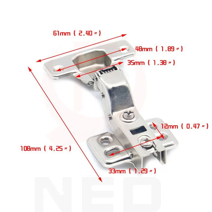 NAIERDI 8/10/12PCS Cabinet Hinges Stainless Steel Hydraulic Door Hinge Damper Buffer Soft Closing for Kitchen Cupboard Furniture