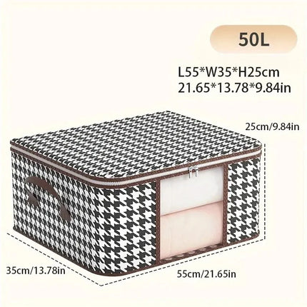 Visible Large Capacity Storage Box Portable Household Clothes Organizer With Handles Foldable Dustproof Quilt Zipper Container