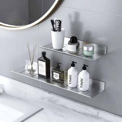 ULA Bathroom Storage Rack 30-50cm Modern Bathroom Shelves Black Silver Kitchen Wall Shelf Home Accessories