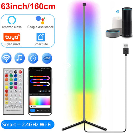 160cm Smart Tuya RGB Corner Floor Lamp
