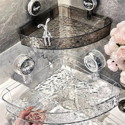 New Bathroom Shelf Corner Space Shower Room Suction Cup Bathroom Storage Shelf Basket Home Storage Organizer Shelf Decorative