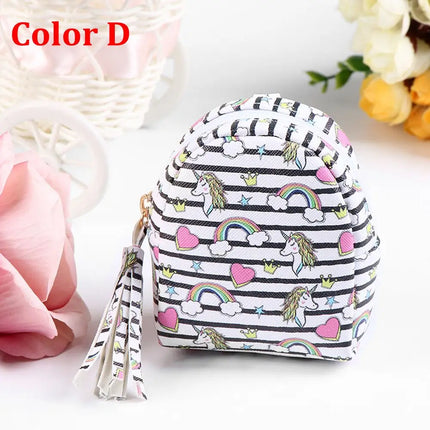 Women PU Leather Unicorn Coin Purse Mini Wallet Zipper Coin Backpack Keys Pouch Storage Bag Card Holder Home Storage Organizer