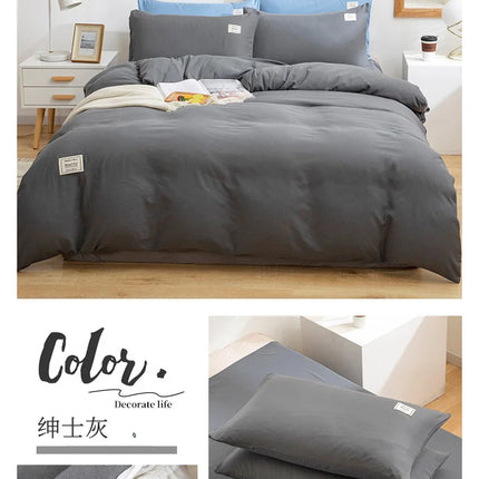 Home Textile Solid Color Duvet Cover Pillow Case Bed Sheet AB Side Quilt Cover Boy Kid Teen Girl Bedding Linens Set King Queen