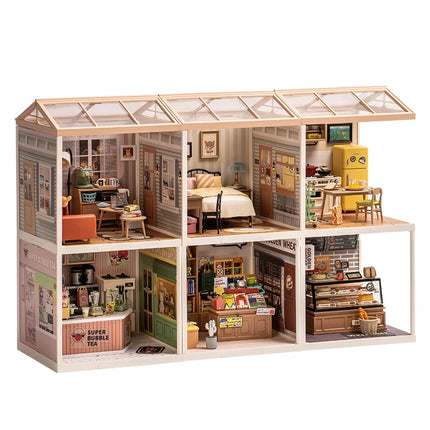Robotime Rolife 3D Puzzle Model Super Store Series Happy Meals Kitchen Plastic DIY Miniature House Kit Building Blocks Kits