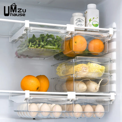 Hanging Refrigerator Box Eggs Fruit Food Vegetable Storage Slide Out Drawer Tray Transparent Fridge Container Kitchen Organizer