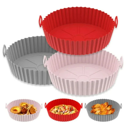 Air fryer Silicone Basket Reusable Container Accessories Oven Tray Pizza Fried Chicken Baking Mold Protector Kitchen Tool 2024