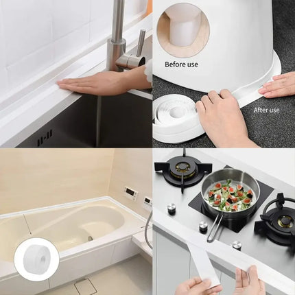 1 Roll of Waterproof White PVC Self-Adhesive Tape - Perfect for Bathroom, Sink & Kitchen - Super Strong Stickiness!