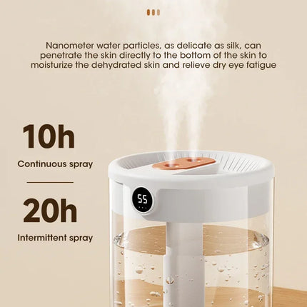 Dual Nozzle Humidifier Multifunctional Household Atomizer 2L Night Light Intelligent Digital Display Bedroom Office Fresh Air