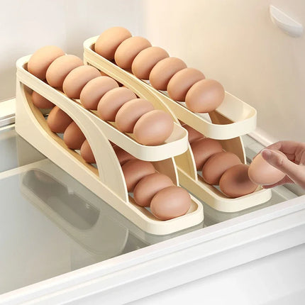 Automatic Scrolling Egg Rack Holder Storage Box Egg Basket Container Organizer Rolldown Refrigerator Egg Dispenser For Kitchen