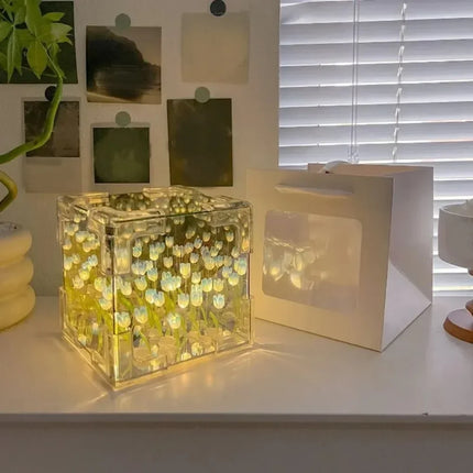 DIY Tulip Cube Mirror Night Light