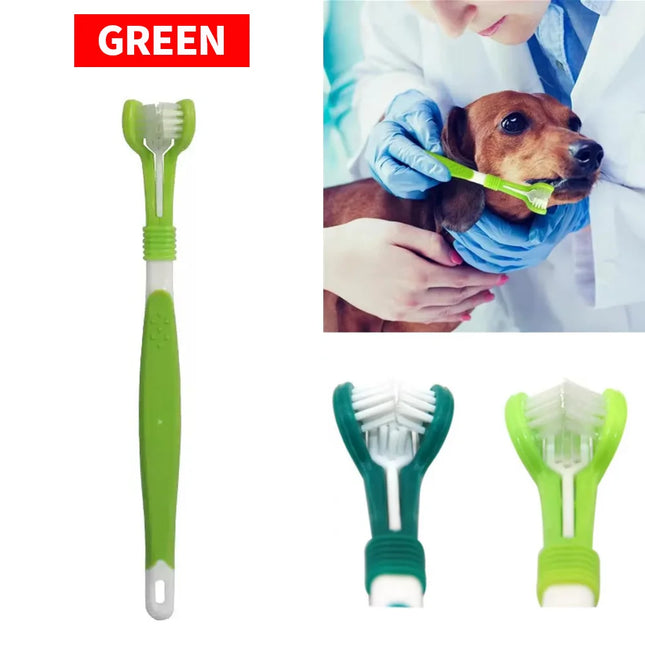 Three sided pet toothbrush, dog plastic toothbrush to remove bad breath, Tatar cleaning for oral hygiene, pet dental care, cat c