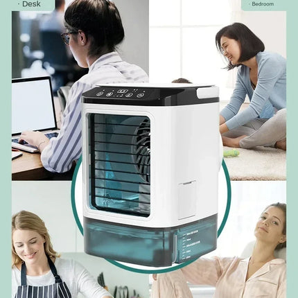 Air Conditioner Portable Fan Desktop Dual Spray Ultrasonic Atomization 3-Speed Mute Air Cooler Night Light Electric Fan for Home