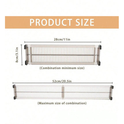 8Pcs Adjustable Plastic Drawer Divider, Organizer Separator for Underwear, Socks, Home Storage Cabinet, Expandable Grid
