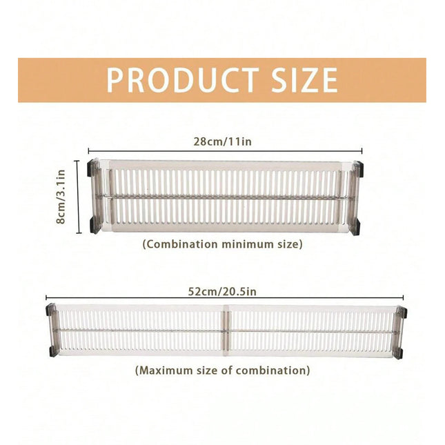 8Pcs Adjustable Plastic Drawer Divider, Organizer Separator for Underwear, Socks, Home Storage Cabinet, Expandable Grid
