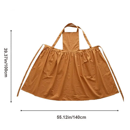 Long Pleated Waterproof Cotton Kitchen Apron for Salon Beauty Women's Anti-dirty Cooking Baking Pinafore Cleaning Work Clothes