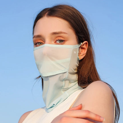 Ice Silk Full Face Sun Protection Mask Breathable Running Sports Mask Soft Anti Ultraviolet Face Scarf for Outdoor Golf Supplies