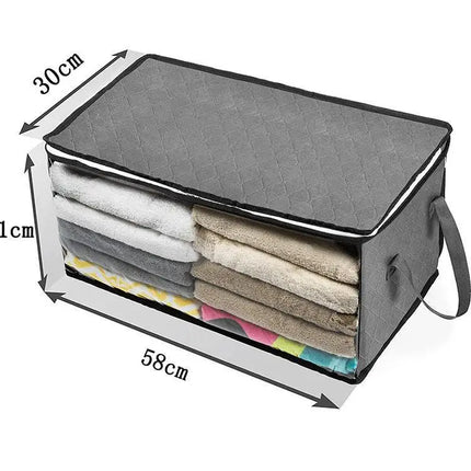 Large Capacity Clothes Storage Bag Non-Woven Foldable Quilt Storage Bag with Lids Zipper Wardrobe Clothing Organizer Sorting Box