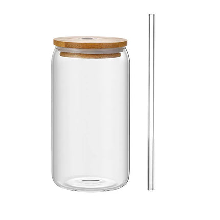 Leeseph Coffee Mug Glass Cup With Lid and Straw Transparent Coffee Tea Milk Juice Cold Drinking Cup Bar Kitchen Accessories