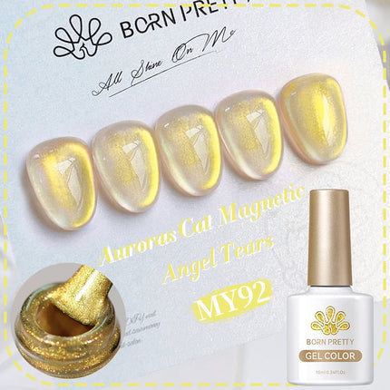 BORN PRETTY 10ml Rainbow Purple Water Light Cat Magnetic Gel Nail Polish Shining Sliver-light Holographics Semi Permanent UV Gel
