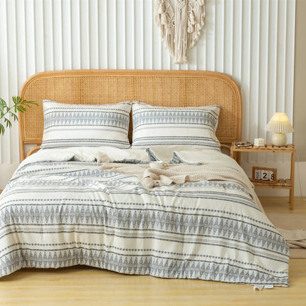 Ultra-Soft Boho Comforter Sets, Lightweight Brushed Microfiber Bohemian Chic Striped  Bedding Quilt Down Comforter Pillowsham