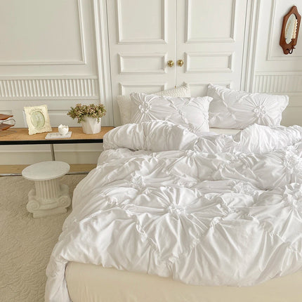 3pcs Bedding Cover, Big Pinch Pleat Duvet Cover, Soft Microfiber Bedding Set with Zipper Closure & Corner Ties