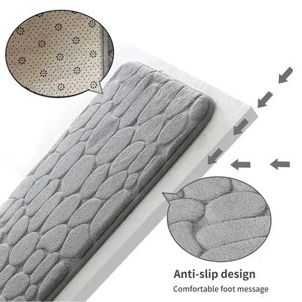 Embossed Fiber Anti-Slip Bathroom Pebble Floor Mat
