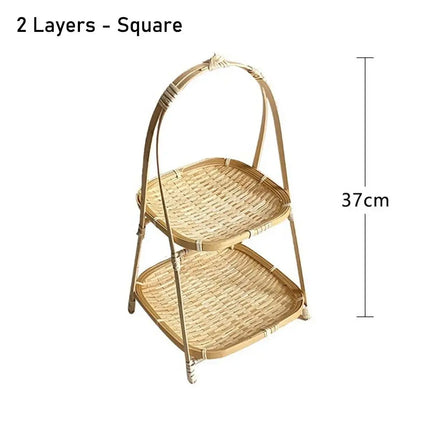 Bamboo Fruit Basket Standing Trays Serving Trays Woven Fruit Basket Bread Basket for Kitchen Dining Room Restaurant Picnics Desk