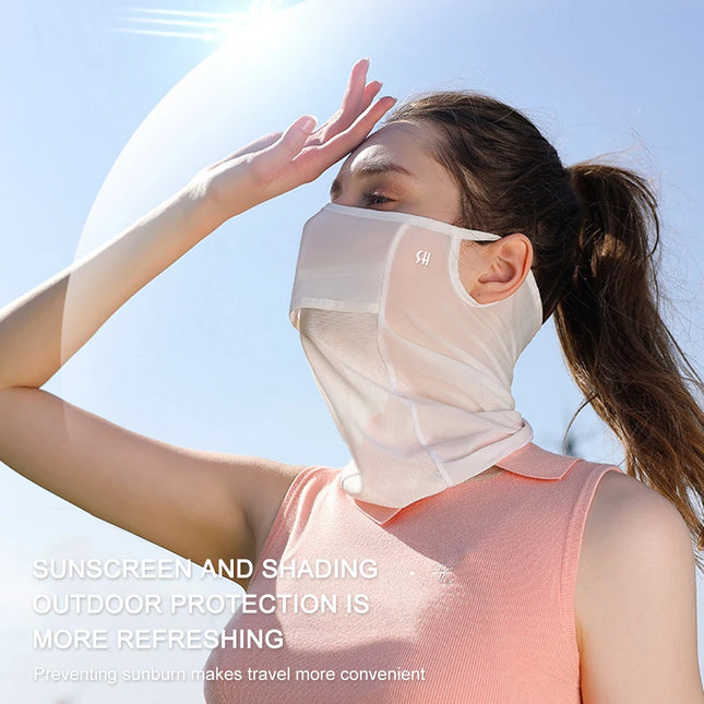 Ice Silk Full Face Sun Protection Mask Breathable Running Sports Mask Soft Anti Ultraviolet Face Scarf for Outdoor Golf Supplies