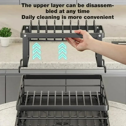 Adjustable Stainless Steel 2-Tier Dish Drying Rack
