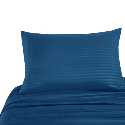 Embossed Brushed Stripe 3/4 Pieces Bed Set Flat Sheet Fitted Sheet Pillowcase Bedding Set for Twin Full Queen King Pillow Sham