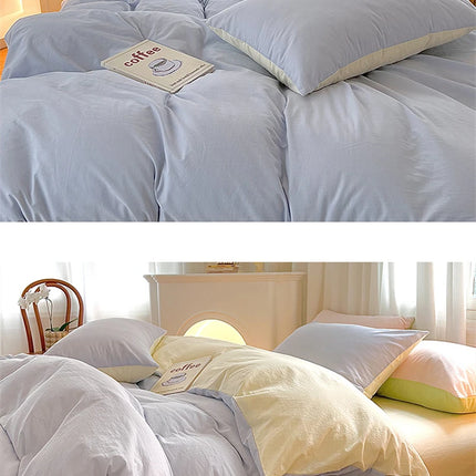 Simple Fresh Queen Bedding Set 100% Cotton Soft Comfortable Duvet Cover Set with Sheets Quilt Cover and Pillow Covers Bed Sets