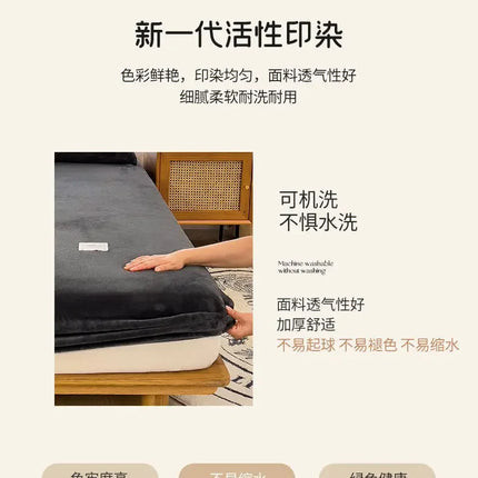Warm Plush Fitted Sheet Elastic Mattress Cover Velvet Bed Cover Full Set Winter Soft Family Double Bed Bedding 120/150/180x200cm