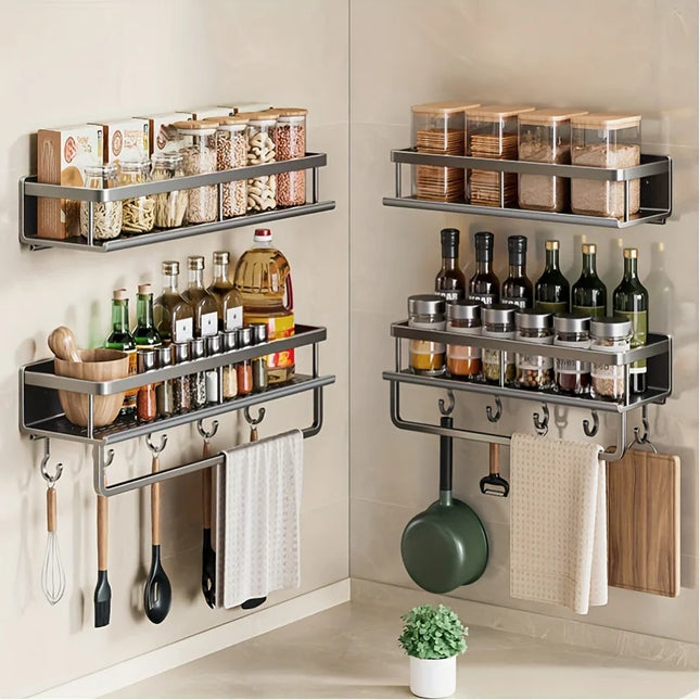 Aluminum Wall-Mounted Kitchen Spice Rack