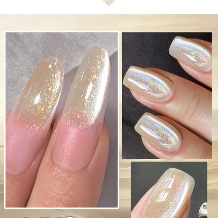 BORN PRETTY 10ml Rainbow Purple Water Light Cat Magnetic Gel Nail Polish Shining Sliver-light Holographics Semi Permanent UV Gel
