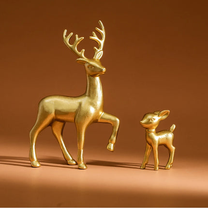 2 Pcs Cute Mother Deer Fawn Sculptures
