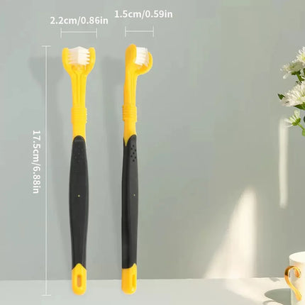 Three sided pet toothbrush, dog plastic toothbrush to remove bad breath, Tatar cleaning for oral hygiene, pet dental care, cat c