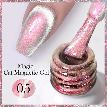 BORN PRETTY 10ml Rainbow Purple Water Light Cat Magnetic Gel Nail Polish Shining Sliver-light Holographics Semi Permanent UV Gel