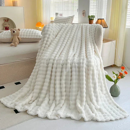 New Bubble Fleece Blanket - Solid Color Rolled Edge Cover Blanket Soft and Comfortable Bedding 150x200 180x200 200x230