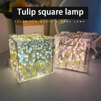 DIY Tulip Cube Mirror Night Light
