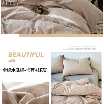 2025 New All-cotton Quilt Cover Class A Yarn-dyed Washed Cotton Single Bed Cover Solid Light Blue Breathable Bedding 220x240