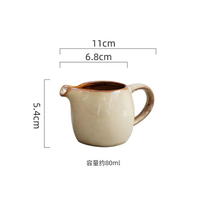 Kiln Changes Creative Ceramic Milk Jug with Handle Restaurant Steak Sauce Pot Milk Pot Gravy Boats Kitchen Retro Seasoning Tools