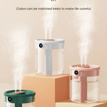 Dual Nozzle Humidifier Multifunctional Household Atomizer 2L Night Light Intelligent Digital Display Bedroom Office Fresh Air